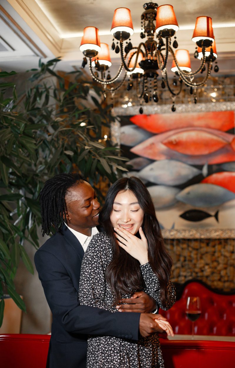 Strong hugs of couple. Love of two people. 
Handsome guy and girl.